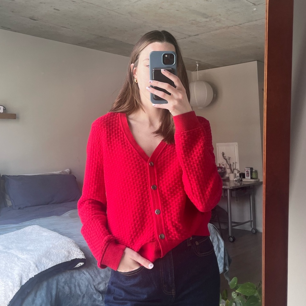 Liz Claiborne Red Women's Cardigan 100% Cotton